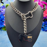 Personalized Tag Bone Ring Slip Chain