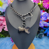 Personalized Tag Bone Ring Slip Chain