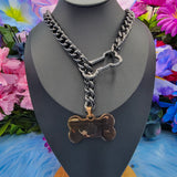 Personalized Tag Bone Ring Slip Chain