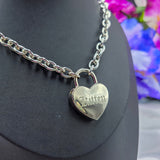 Engraved Heart Lock Necklace