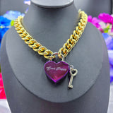 Classic - Heart Lock Chain Choker/Necklace - All Metal Types