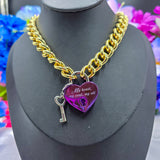 Classic - Heart Lock Chain Choker/Necklace - All Metal Types