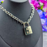 Engraved Square Lock Necklace