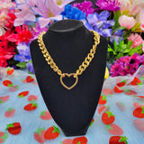 Classic - Heart Ring Chain Choker/Necklace - All Metal Types