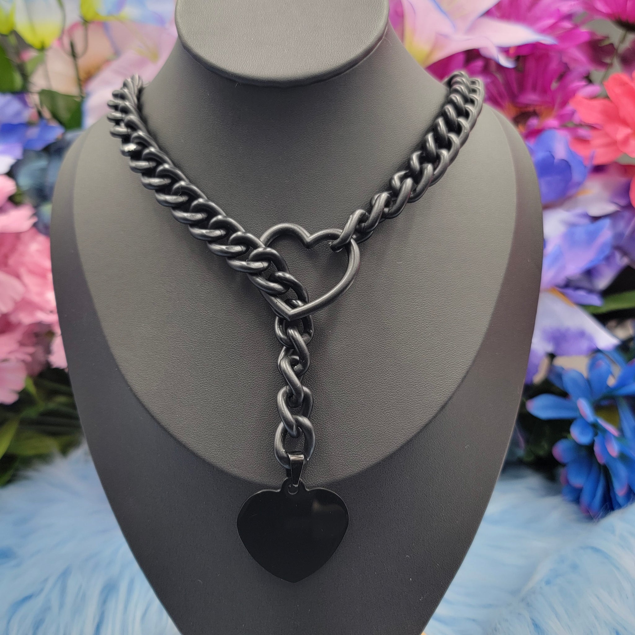 Customizable Heart Ring Slip Chain Collar Choker All Metal Types