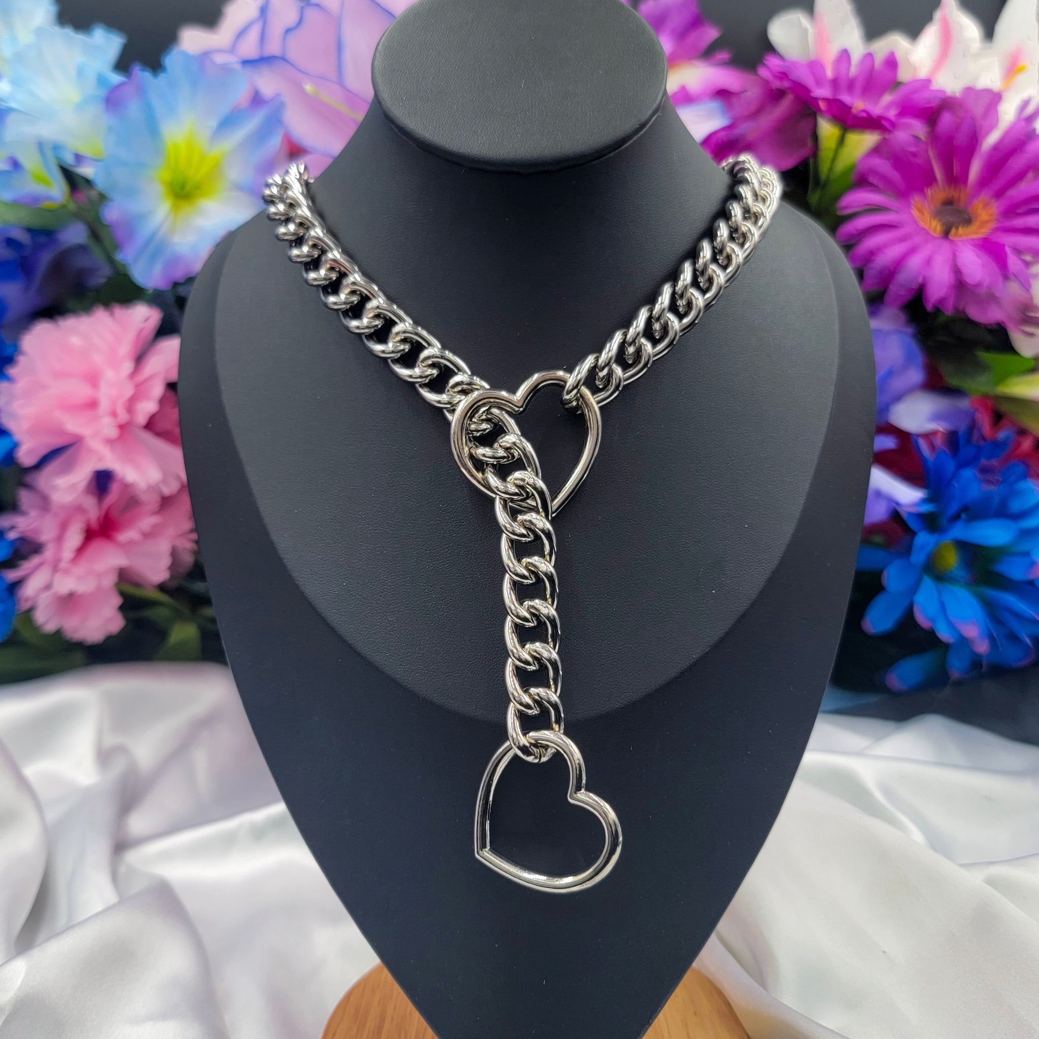 Heart Ring Slip Chain Collar Choker All Metal Types The Contresens