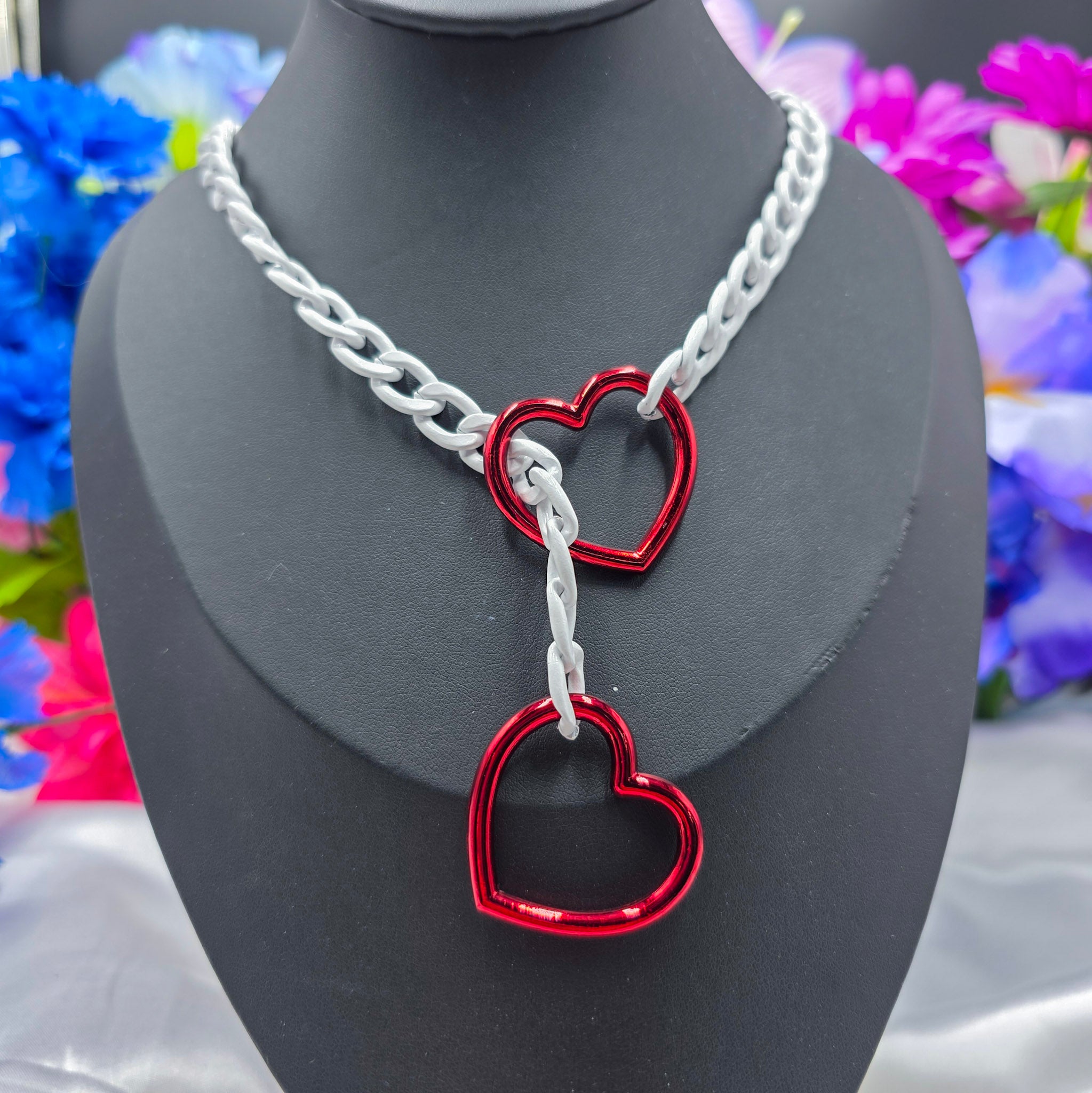 Heart Ring x Matte White Chain Slip Chain - Fully Customizable