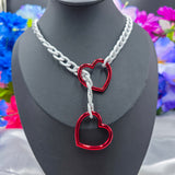 Heart Ring x Matte White Chain Slip Chain - Fully Customizable