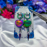 🌈 Rainbow Metal 🌈 Un-Conversational Heart Earrings