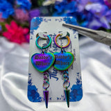 🌈 Rainbow Metal 🌈 Un-Conversational Heart Earrings