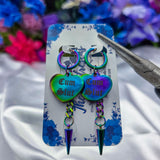 🌈 Rainbow Metal 🌈 Un-Conversational Heart Earrings