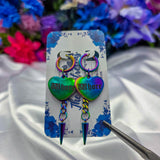 🌈 Rainbow Metal 🌈 Un-Conversational Heart Earrings