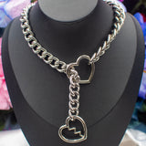 Fractured Love Heart Ring Slip Chain Collar/Choker - All Metal Types