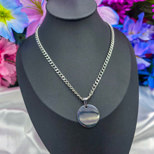 Engraved Circle Tag Necklace