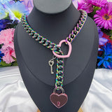 Heart Locked Heart Ring Slip Chain - Fully Customizable