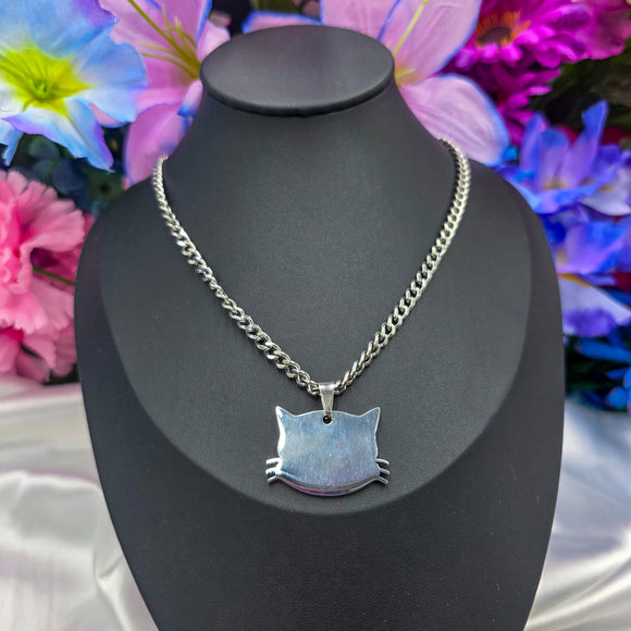 Engraved Cat Tag Necklace