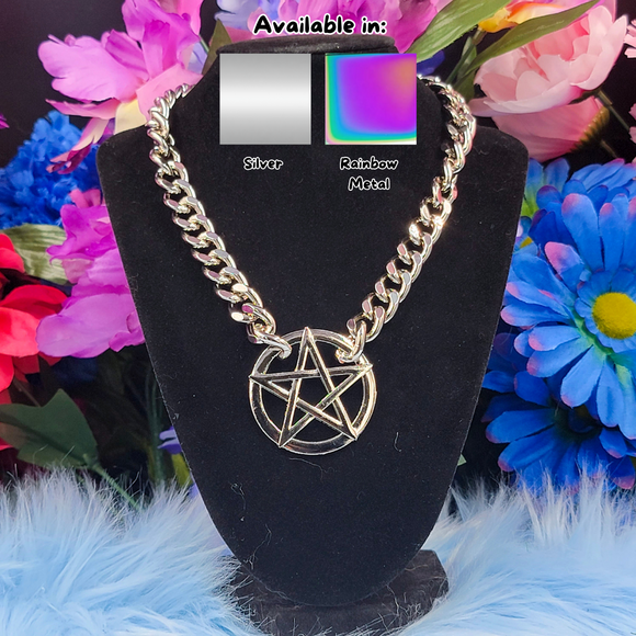 Classic - Pentacle Chain Choker - All Metal Types