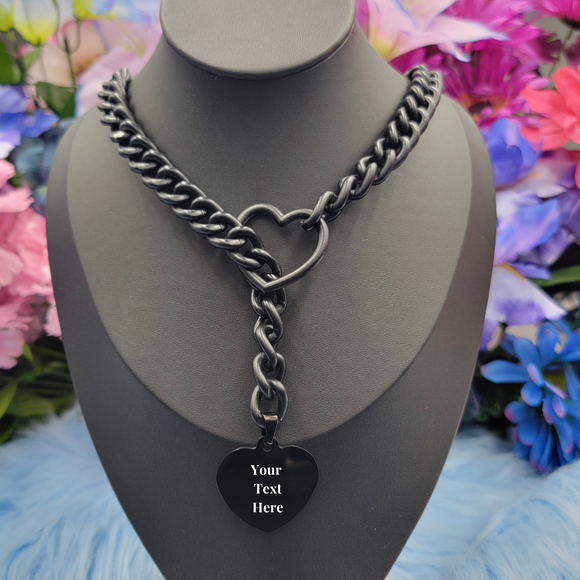 Customizable Heart Ring Slip Chain Collar Choker All Metal Types The Contresens