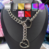 Fractured Love Heart Ring Slip Chain Collar/Choker - All Metal Types