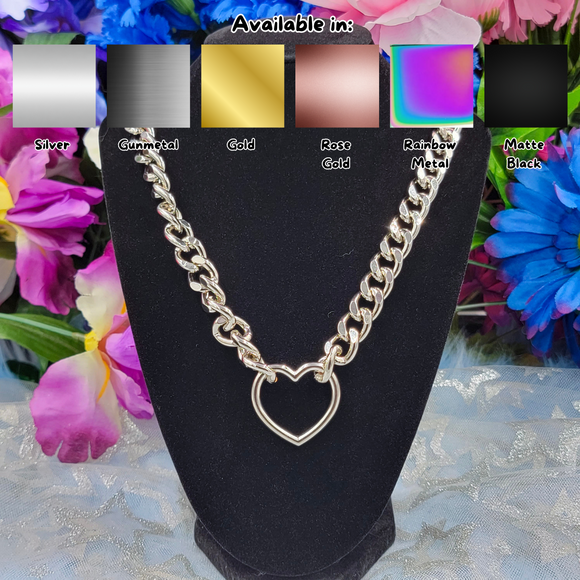 Classic - Heart Ring Chain Choker/Necklace - All Metal Types
