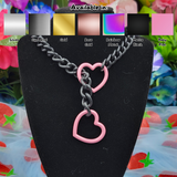 Heart Slip Chain Collar/Choker - Matte Black x All Metal Types