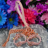 Rose gold leash with Blush pink real leather